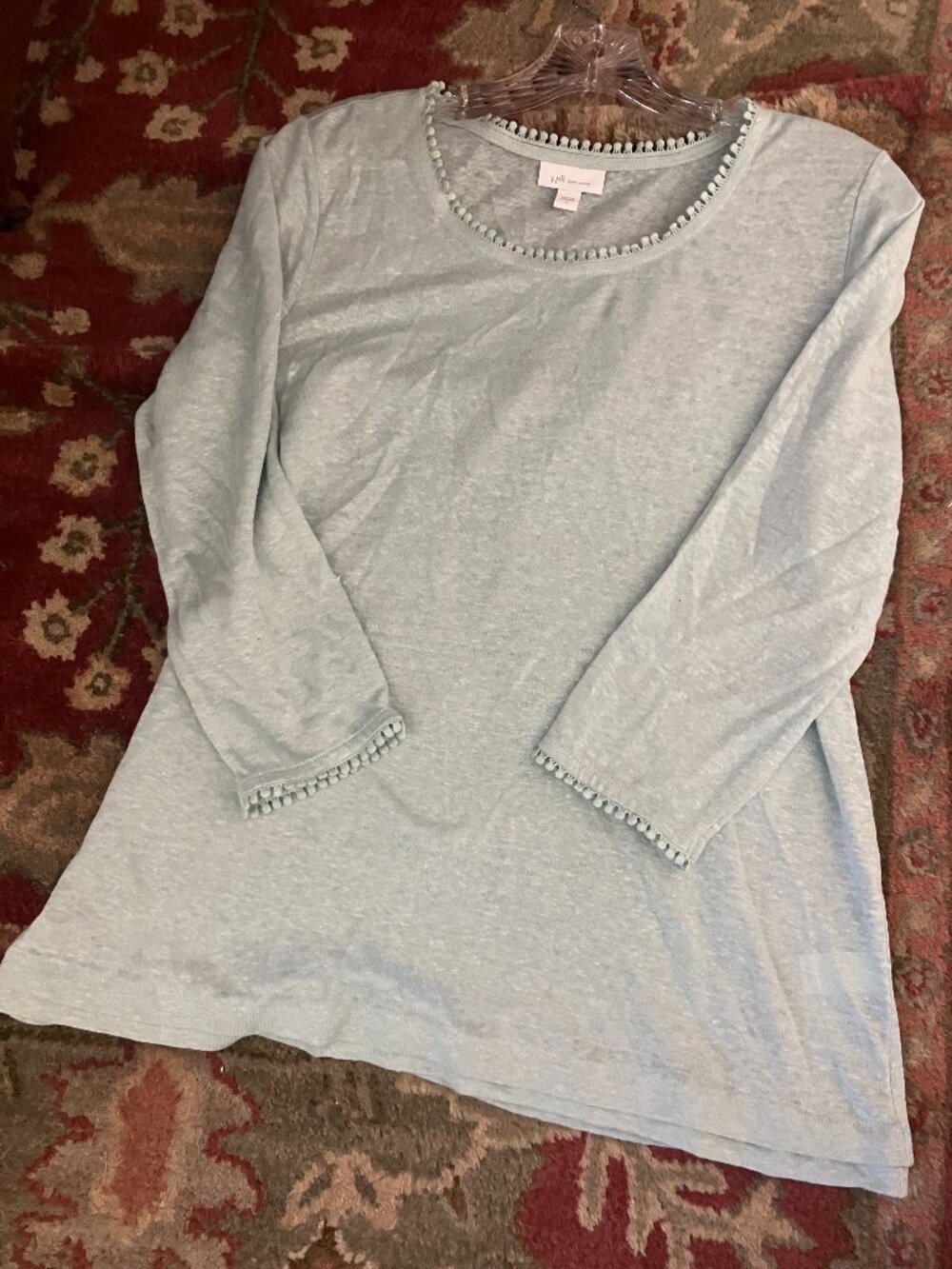 J Jill Love Linen Light Green Lightweight Top Size S